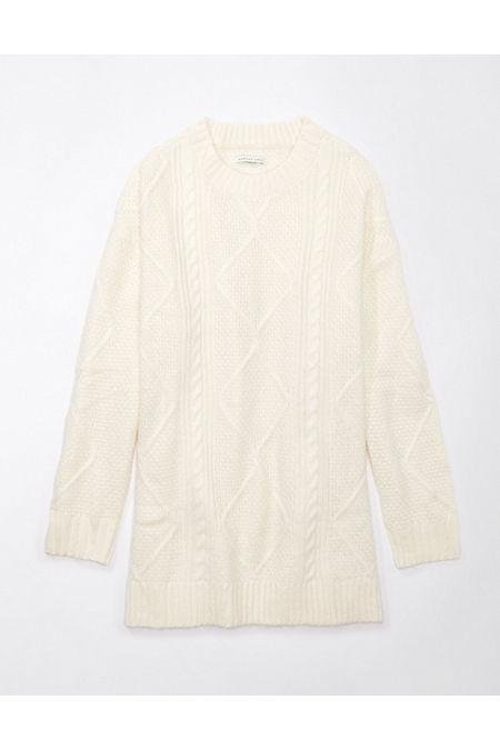 AE Oversized Cable Knit Sweater Dress Women's Cream L by AMERICAN EAGLE