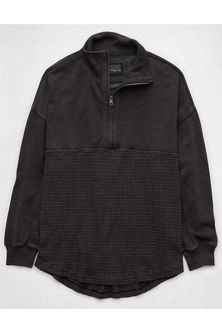 AE Oversized Half-Zip Sweatshirt Women's Black by AMERICAN EAGLE AE Oversized Half-Zip Sweatshirt Women's Black by AMERICAN EAGLE