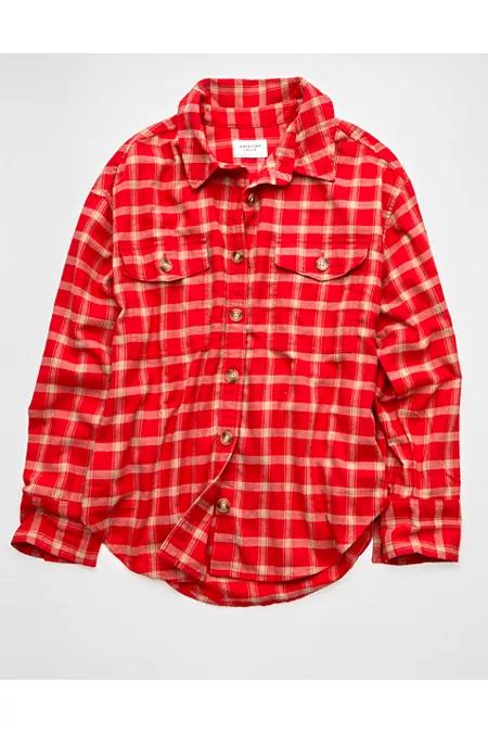 AE Plaid Button-Up Shirt Women's Red by AMERICAN EAGLE AE Plaid Button-Up Shirt Women's Red by AMERICAN EAGLE