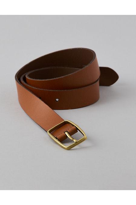 AE Rectangle Buckle Leather Belt Women's Cognac by AMERICAN EAGLE