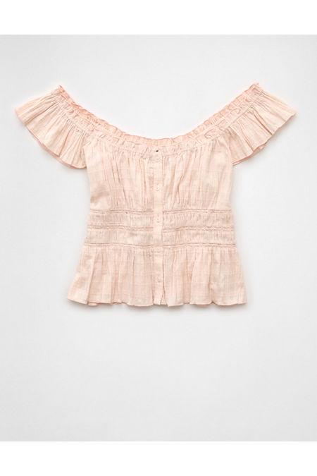 AE Ruched Flutterleeve Blouse Women's Hushed Violet by AMERICAN EAGLE AE Ruched Flutterleeve Blouse Women's Hushed Violet by AMERICAN EAGLE