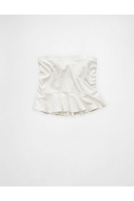 AE Ruched Peplum Tank Top With Removable Straps Women's Raw White by AMERICAN EAGLE