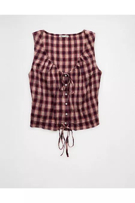 AE Scoop Neck Tank Top Women's Burgundy by AMERICAN EAGLE