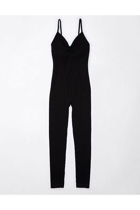 AE Seamless Knit Rib Jumpsuit Women's Black XL by AMERICAN EAGLE