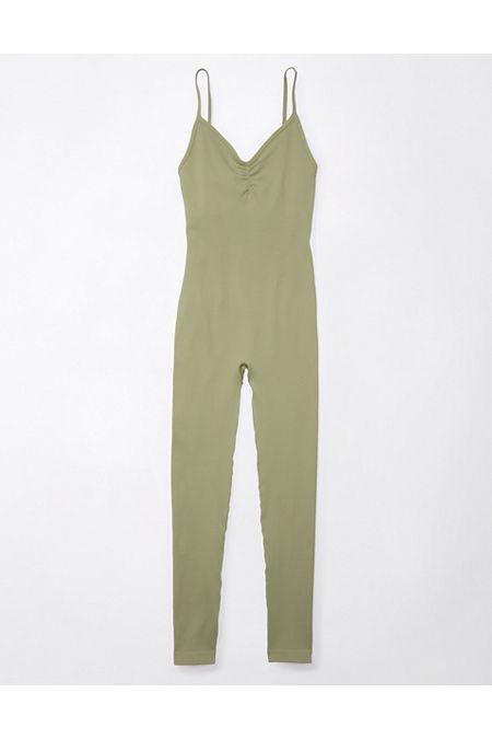 AE Seamless Knit Rib Jumpsuit Women's Olive XXS by AMERICAN EAGLE