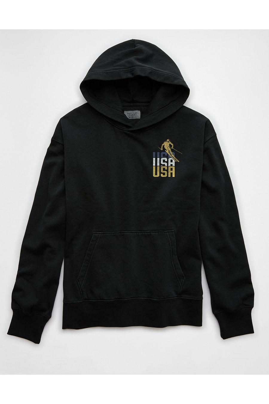 AE Ski Graphic Hoodieen's Washed Black by AMERICAN EAGLE