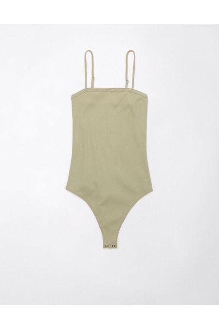 AE Sleeveless Lace-Trim Bodysuit Women's Olive XXL by AMERICAN EAGLE
