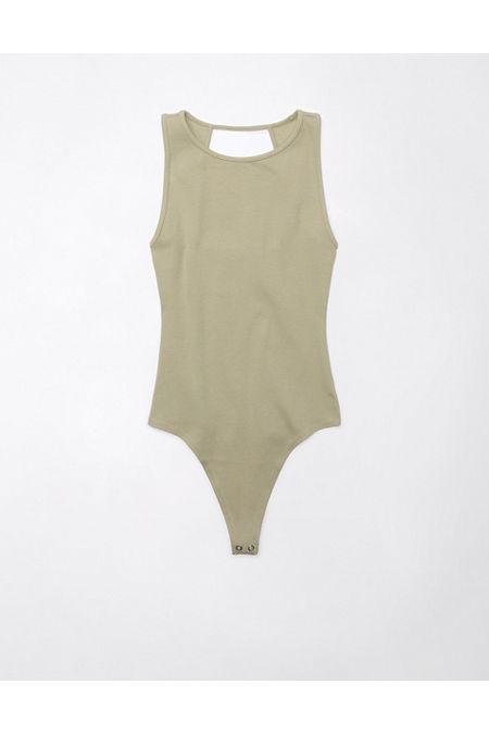 AE Sleeveless Main Squeeze Open-Back Bodysuit Women's Olive XXL by AMERICAN EAGLE