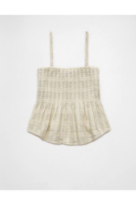AE Smocked Babydoll Tank Top Women's Keep It Neutral by AMERICAN EAGLE