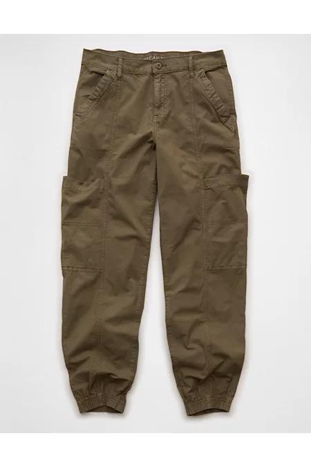 AE Snappy Stretch High-Waisted Baggy Cargo Jogger Women's Bunker Olive by AMERICAN EAGLE