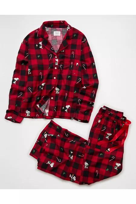 AE Snoopy Flannel PJ Set Women's Red by AMERICAN EAGLE