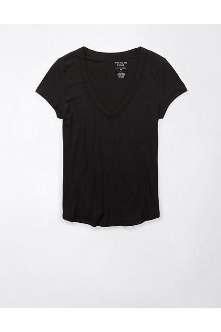 AE Soft  Sexy Short-Sleeve V-Neck Tee Women's Black XL by AMERICAN EAGLE