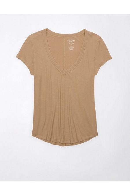 AE Soft  Sexy Short-Sleeve V-Neck Tee Women's Sand XXL by AMERICAN EAGLE