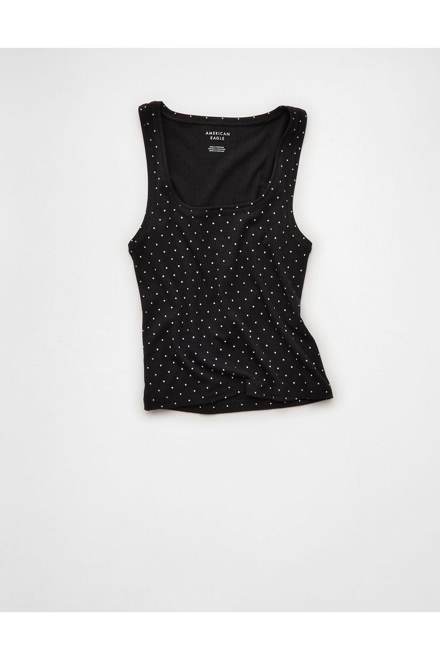 AE Square Neck Polka Dot Tank Top Women's True Black by AMERICAN EAGLE