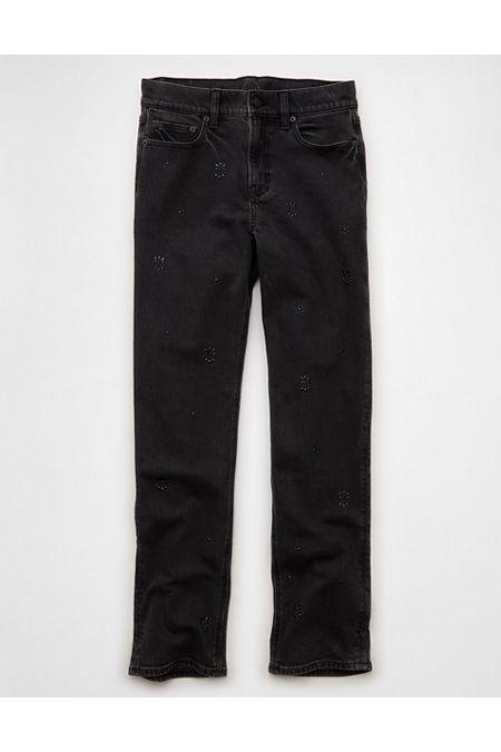 AE Stretch Super High-Waisted Embellished Straight Jean Women's Fade To Black by AMERICAN EAGLE