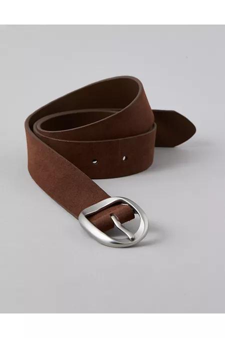 AE Suede Oval Twist-Buckle Belt Women's Chocolate by AMERICAN EAGLE