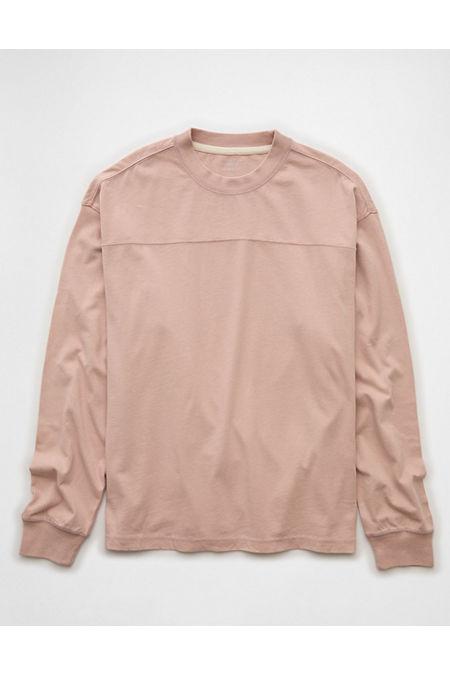 AE Suededong Sleeve Boxy Football T-Shirt Men's Pink by AMERICAN EAGLE AE Suededong Sleeve Boxy Football T-Shirt Men's Pink by AMERICAN EAGLE