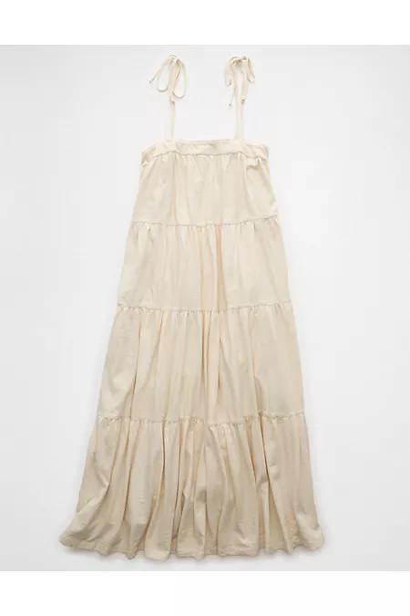 AE Sunchaser Knit Tie Shoulderaxi Dress Women's Cream by AMERICAN EAGLE