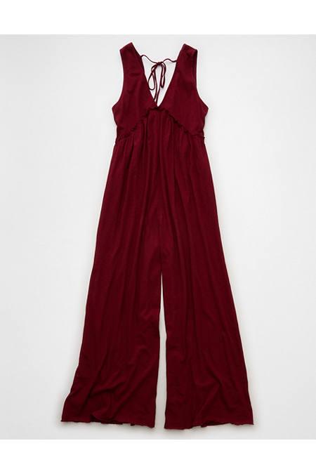 AE Sunchaser Knit V-Neck Jumpsuit Women's Antique Rose by AMERICAN EAGLE AE Sunchaser Knit V-Neck Jumpsuit Women's Antique Rose by AMERICAN EAGLE