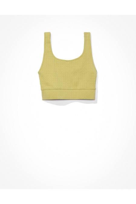 AE Super Cropped Pointelle Tank Top Women's Green S by AMERICAN EAGLE