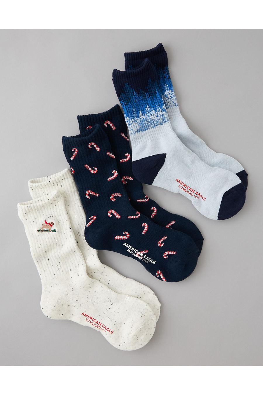 AE Terry Crew Socks 3-Pack Men's Navy by AMERICAN EAGLE