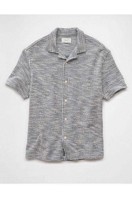 AE Textured Button-Up Camp Shirt Men's Navy by AMERICAN EAGLE
