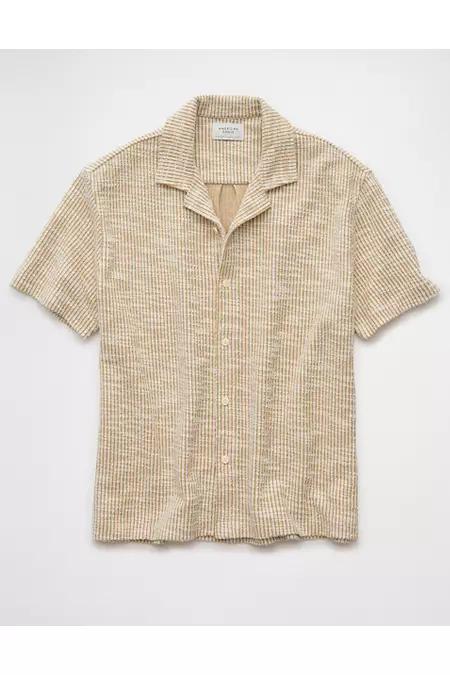 AE Textured Button-Up Camp Shirt Men's Rust by AMERICAN EAGLE