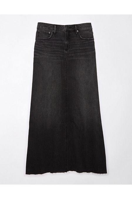 AE To The Floor Denim Maxi Skirt Women's Black 12 by AMERICAN EAGLE
