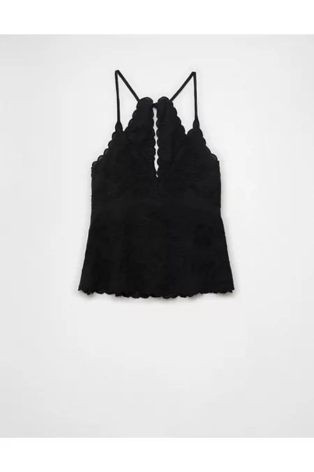 AE V-Neck Embroidered Halter Top Women's Black by AMERICAN EAGLE AE V-Neck Embroidered Halter Top Women's Black by AMERICAN EAGLE