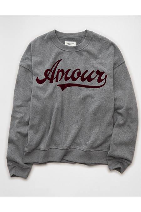 AE Valentine's Day Graphic Sweatshirt Women's Grey by AMERICAN EAGLE