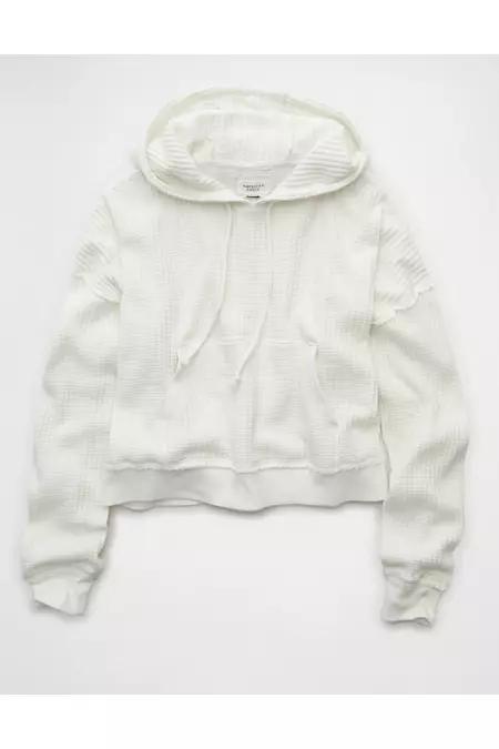 AE Waffle Fleece Hoodie Women's White by AMERICAN EAGLE