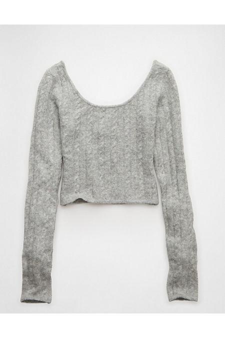 AE Whoa So Soft Cropped Scoop Neck Sweater Women's Medium Heather Gray by AMERICAN EAGLE AE Whoa So Soft Cropped Scoop Neck Sweater Women's Medium Heather Gray by AMERICAN EAGLE