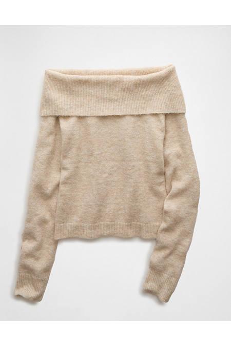 AE Whoa So Soft Off-The-Shoulder Sweater Women's Beige by AMERICAN EAGLE AE Whoa So Soft Off-The-Shoulder Sweater Women's Beige by AMERICAN EAGLE