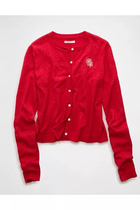 AE x The Summer I Turned Pretty Crew Neck Cardigan Women's Red by AMERICAN EAGLE AE x The Summer I Turned Pretty Crew Neck Cardigan Women's Red by AMERICAN EAGLE