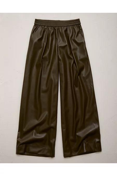 AE77 Faux Leather Pull On Pant NULL Olive by AMERICAN EAGLE