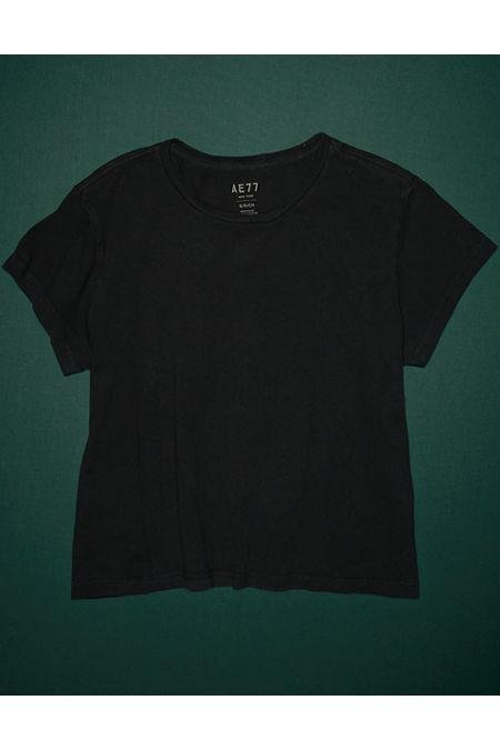 AE77 Premium Boxy Cropped Crewneck Tee NULL Black S by AMERICAN EAGLE
