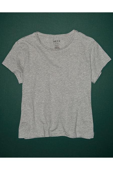 AE77 Premium Boxy Cropped Crewneck Tee NULL Heather Gray S by AMERICAN EAGLE