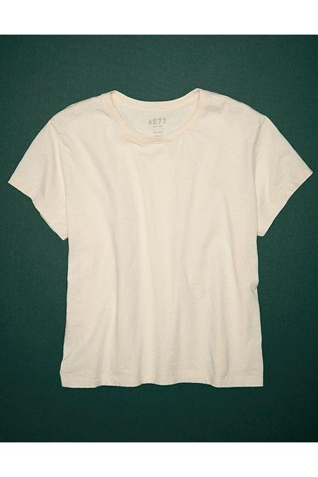AE77 Premium Boxy Cropped Crewneck Tee NULL Natural XL by AMERICAN EAGLE