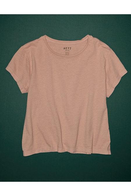 AE77 Premium Boxy Cropped Crewneck Tee NULL Pink S by AMERICAN EAGLE