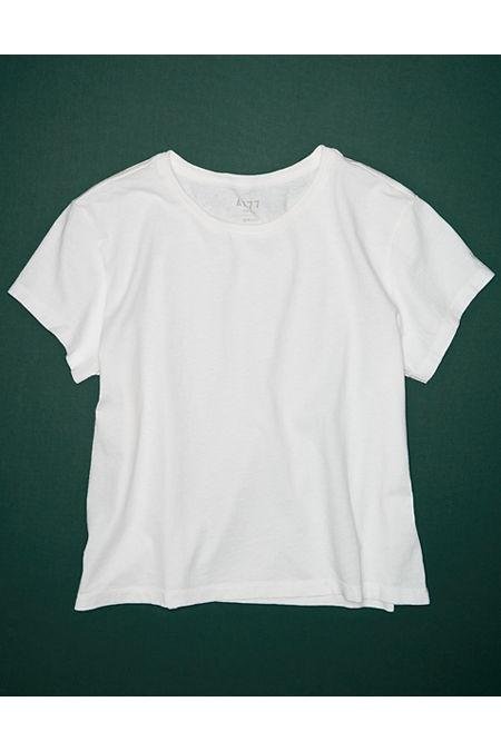 AE77 Premium Boxy Cropped Crewneck Tee NULL White S by AMERICAN EAGLE