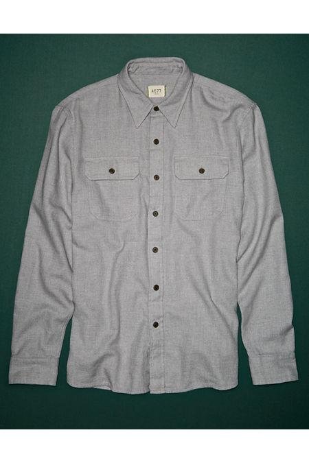 AE77 Premium Brushed Twill Workshirt NULL Heather Gray M by AMERICAN EAGLE
