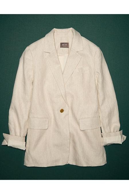 AE77 Premium Linen Oversized Blazer NULL Natural XL by AMERICAN EAGLE