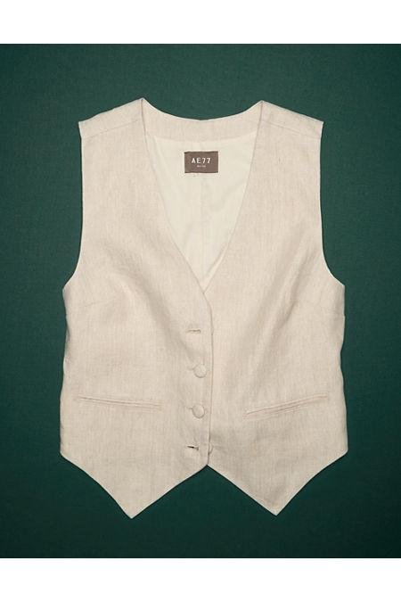 AE77 Premium Linen Vest NULL Natural M by AMERICAN EAGLE