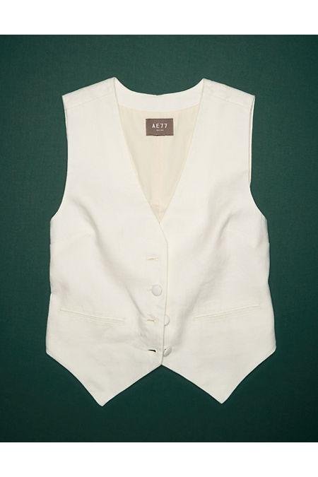 AE77 Premium Linen Vest NULL White XS by AMERICAN EAGLE