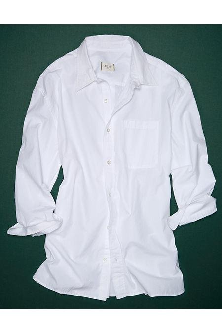 AE77 Premium Poplin Boyfriend Shirt NULL White S by AMERICAN EAGLE
