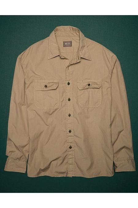 AE77 Premium Poplin Workshirt NULL Taupe M by AMERICAN EAGLE