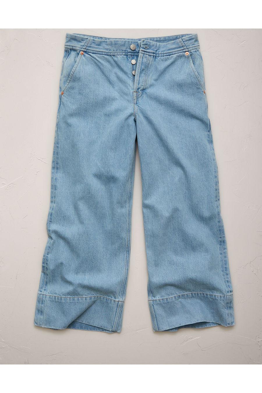 AE77 Premium Wide Crop Cuff Jean NULL Light Wash by AMERICAN EAGLE