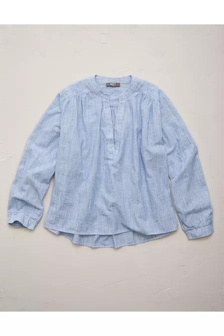 AE77 Split Neck Blouse NULL Blue by AMERICAN EAGLE