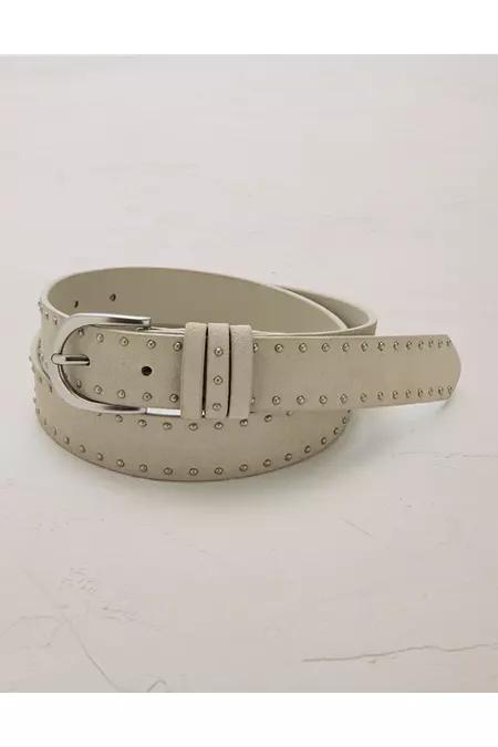AE77 Studded Suede Belt NULL Cream by AMERICAN EAGLE