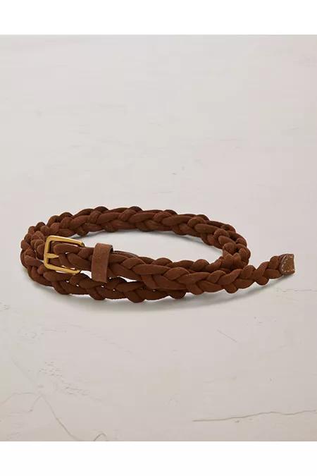 AE77 Thin Braided Suede Belt NULL Brown by AMERICAN EAGLE